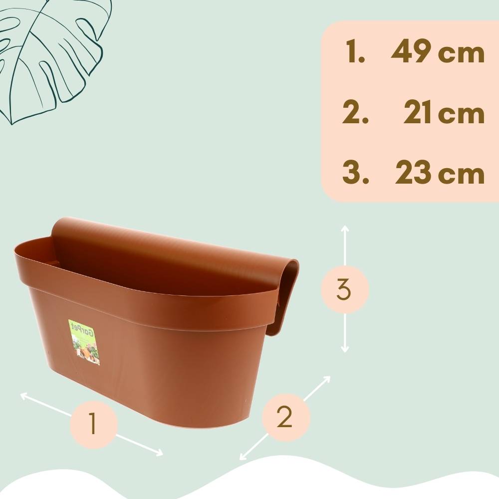 4x Geländerkasten Balkon mit Wasserspeicher Blumentopf Zaun Blumenkasten Geländer Balkontopf Balkonkasten Terracotta