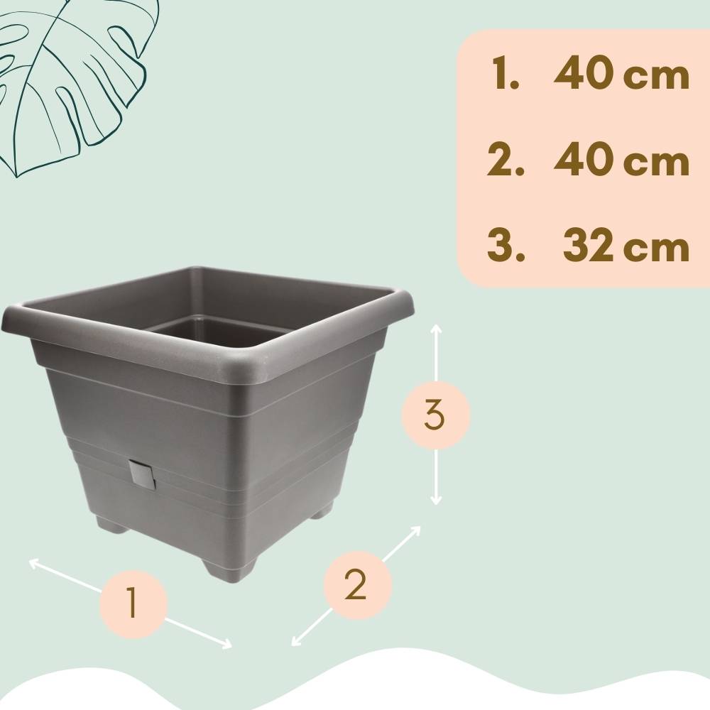 2x Pflanzkübel Rechteckig Pflanzkübel Groß Außen Blumenkübel Outdoor Pflanztopf Pflanzkasten Blumentopf Wasserspeicher 40 cm Anthrazit