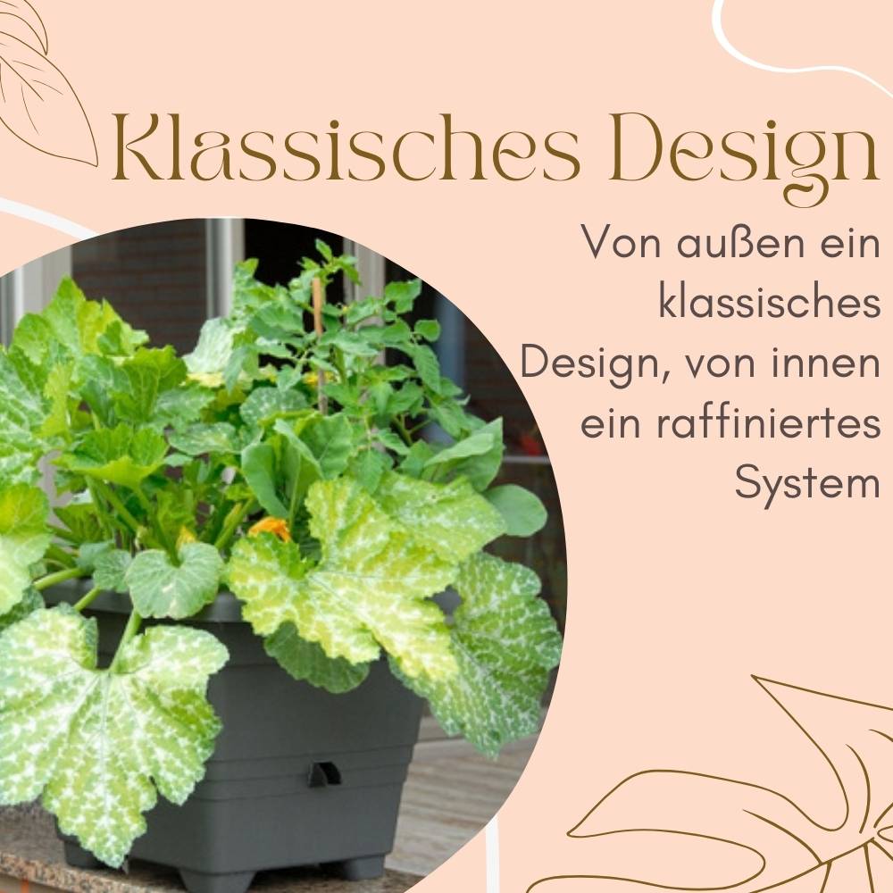 2x Pflanzkübel Rechteckig Pflanzkübel Groß Außen Blumenkübel Outdoor Pflanztopf Pflanzkasten Blumentopf Wasserspeicher 25 cm Anthrazit