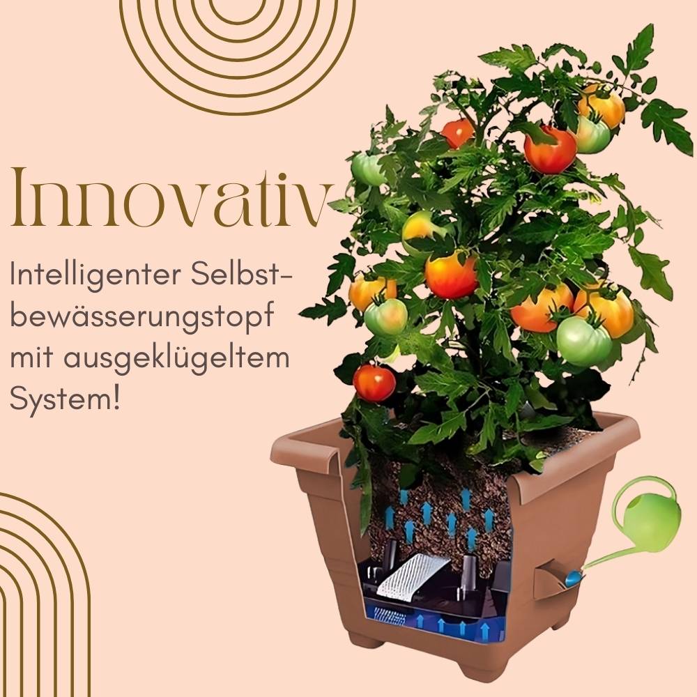 2x Pflanzkübel Rechteckig Pflanzkübel Groß Außen Blumenkübel Outdoor Pflanztopf Pflanzkasten Blumentopf Wasserspeicher 35 cm Terrakotta