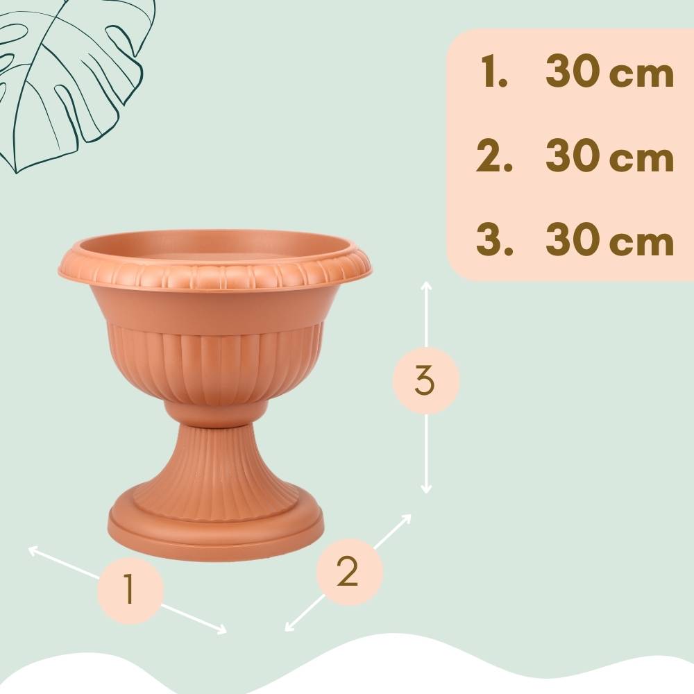 4x Blumentopf mit Ständer Blumensäule Standfuß Pflanztopf Grabvase Friedhofsvase Blumentopf mit Füßen Blumentopf Ständer Terrakotta 30 cm