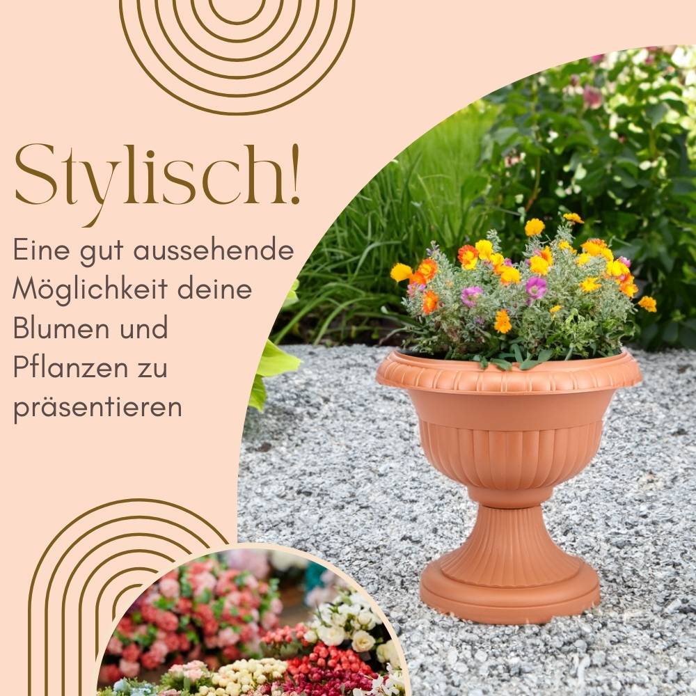 2x Blumentopf mit Ständer Blumensäule Standfuß Pflanztopf Grabvase Friedhofsvase Blumentopf mit Füßen Blumentopf Ständer Terrakotta 30 cm