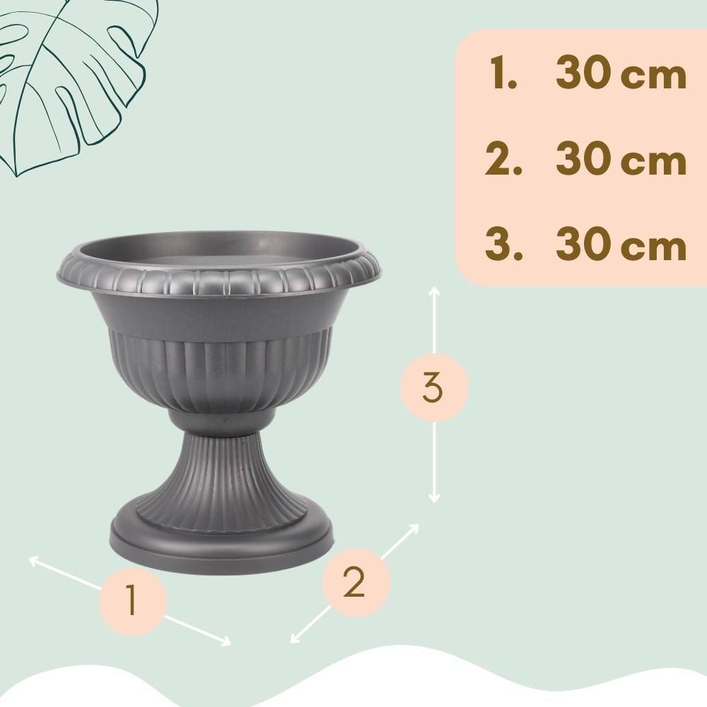 2x Blumentopf mit Ständer Blumensäule Standfuß Pflanztopf Grabvase Friedhofsvase Blumentopf mit Füßen Blumentopf Ständer Grau 30 cm