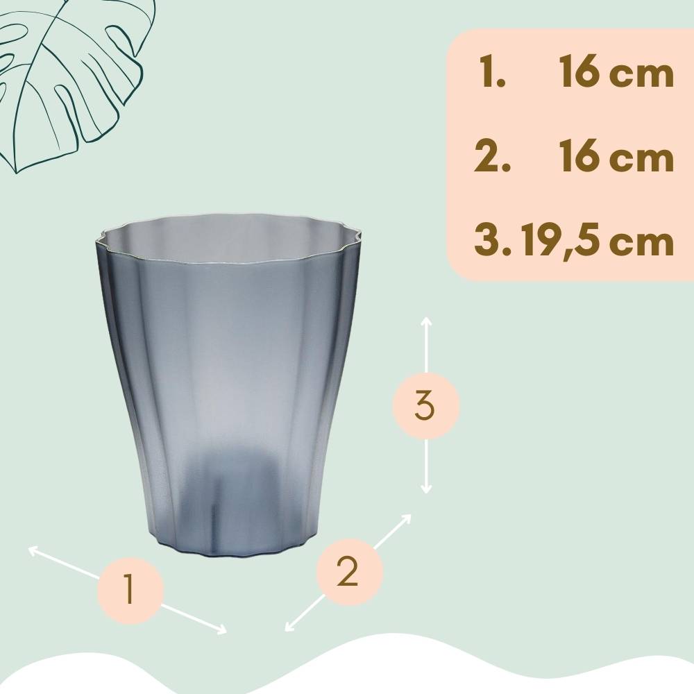 4x Orchideentopf Transparent Orchideen Übertopf Pflanztöpfe Übertöpfe für Orchideen aus Kunststoff Innen Durchsichtig Elegant 16 cm rauchfarbig