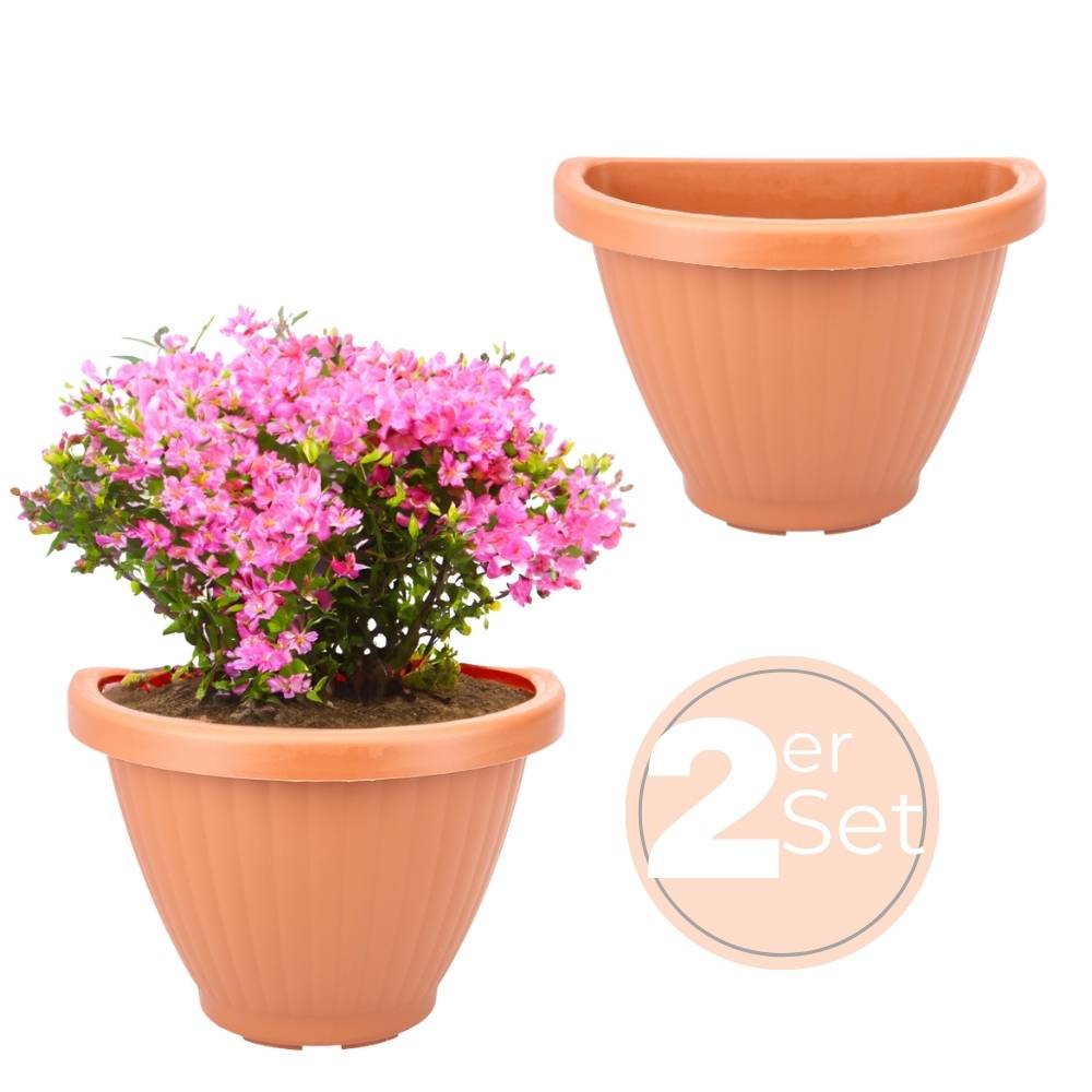 2x Blumentopf Wand Blumentopf Wandmontage Wandblumentopf Wandvasen für Pflanzen Pflanzen Wandhalterung Wandtopf Außenbereich 30 cm Terrakotta