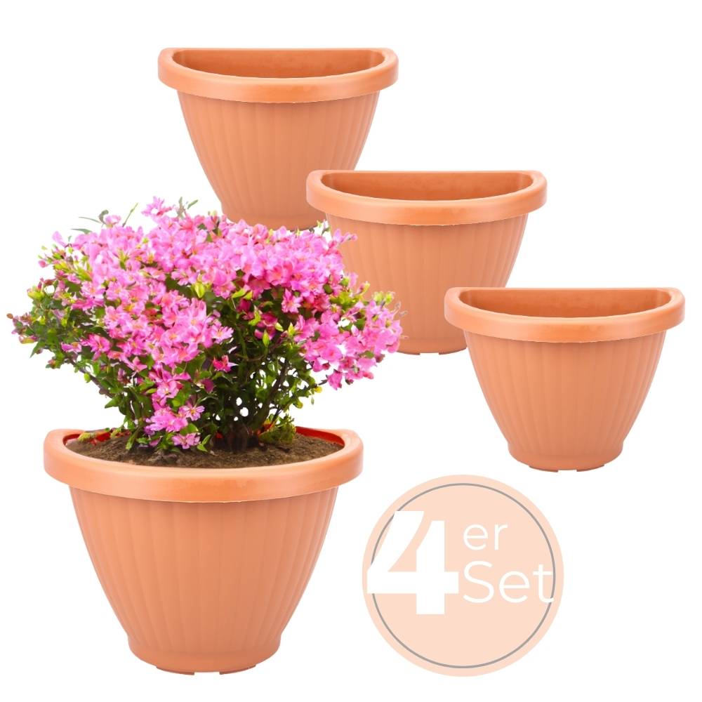 4x Blumentopf Wand Blumentopf Wandmontage Wandblumentopf Wandvasen für Pflanzen Pflanzen Wandhalterung Wandtopf Außenbereich 30 cm Terrakotta