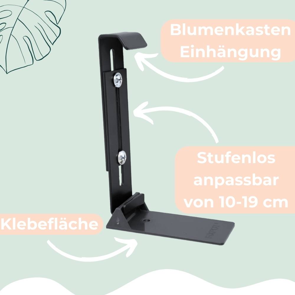 4x Blumenkastenhalterung Fensterbank ohne Bohren unsichtbare Befestigung Blumenkasten Halterung für jedes Fenster mit Fensterbank Anthrazit