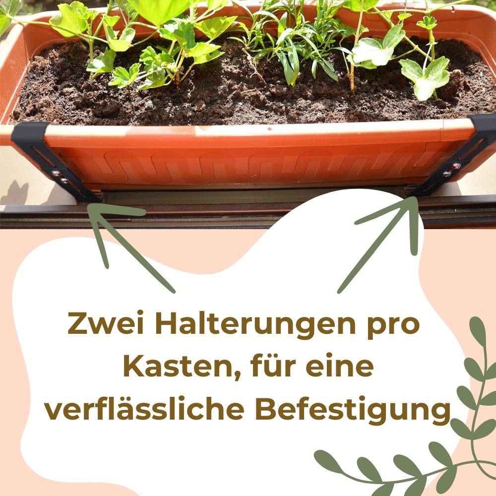 4x Blumenkastenhalterung Fensterbank ohne Bohren unsichtbare Befestigung Blumenkasten Halterung für jedes Fenster mit Fensterbank Anthrazit
