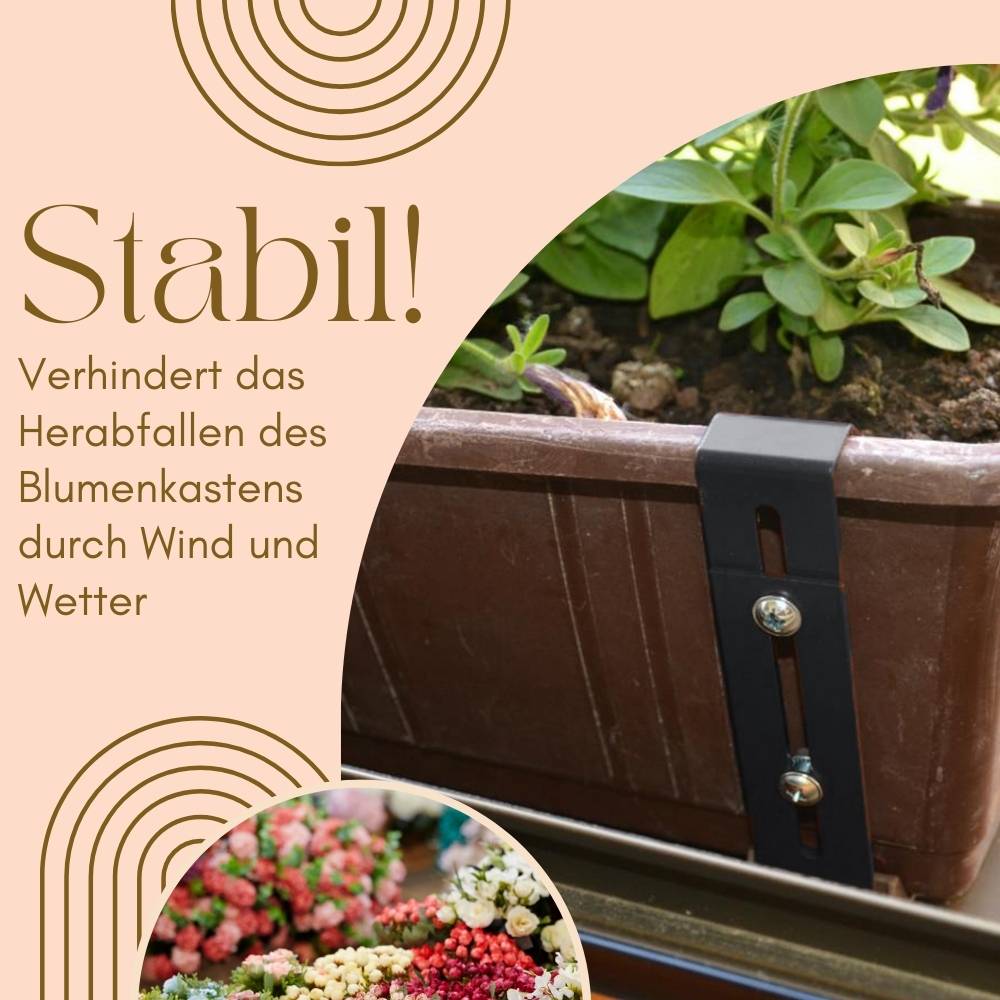 4x Blumenkastenhalterung Fensterbank ohne Bohren unsichtbare Befestigung Blumenkasten Halterung für jedes Fenster mit Fensterbank Anthrazit