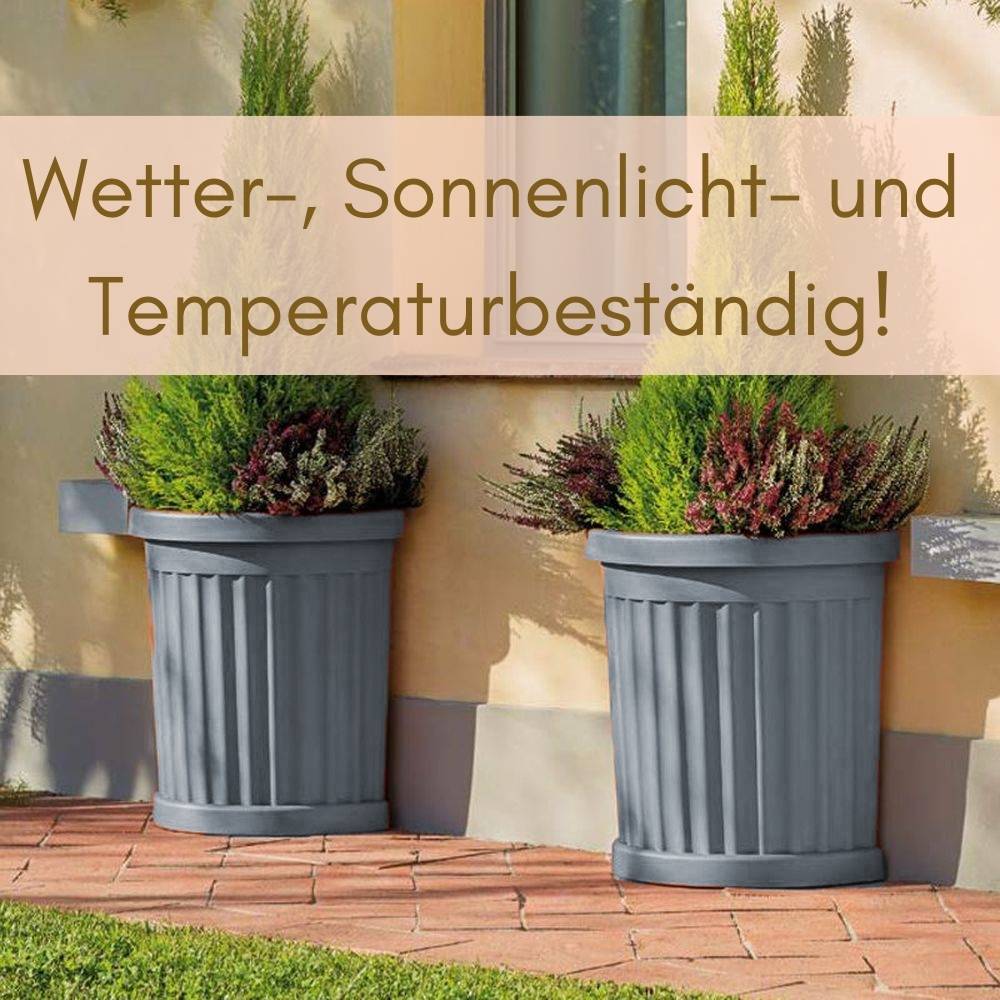 2x Pflanzkübel Halbrund direkt an der Wand Pflanzkübel Groß Außen Blumenkübel Outdoor Pflanztopf Pflanzkasten Blumentopf 50 Grau