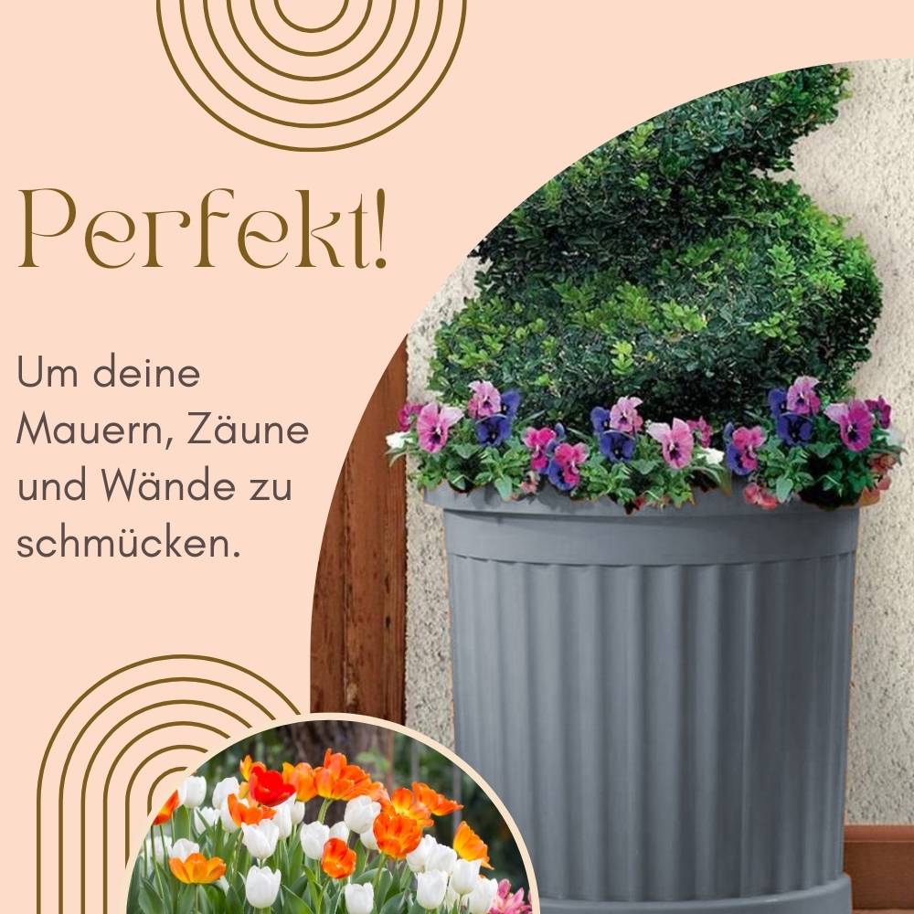 2x Pflanzkübel Halbrund direkt an der Wand Pflanzkübel Groß Außen Blumenkübel Outdoor Pflanztopf Pflanzkasten Blumentopf 50 Grau