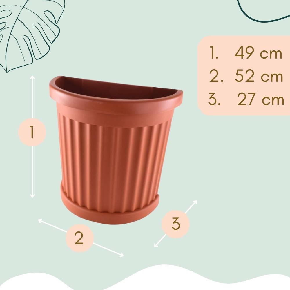 2x Pflanzkübel Halbrund direkt an der Wand Pflanzkübel Groß Außen Blumenkübel Outdoor Pflanztopf Pflanzkasten Blumentopf 50 Terrakotta