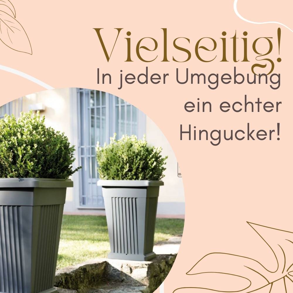 2x Pflanzkübel Pyramide Pflanzkübel Groß Außen Blumenkübel Outdoor Pflanztopf Pflanzkasten Blumentopf mit Untersetzer Rechteckig 50 Grau