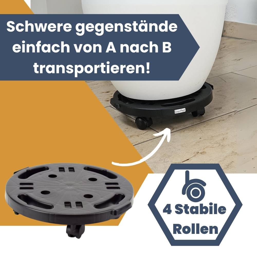 4x Transportroller Rollbrett Transportrollen Rollbrett Werkstatt Pflanzen Rollbretter Transport Möbelrollen flach Pflanzenroller rund Transporthilfe