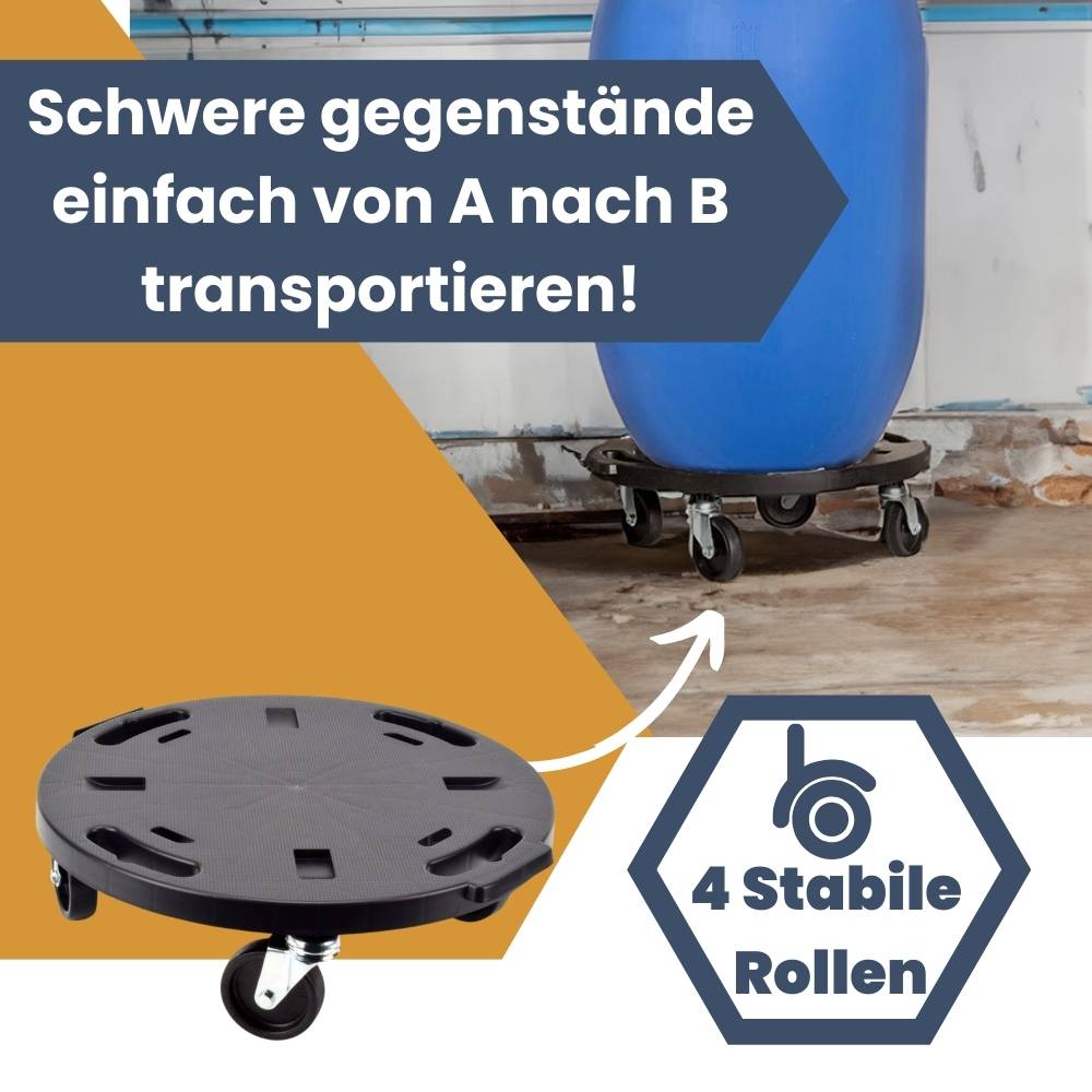 2x Transportroller Rollbrett Transportrollen Rollbrett Werkstatt Pflanzen Rollbretter Transport Möbelrollen flach Pflanzenroller rund Transporthilfe