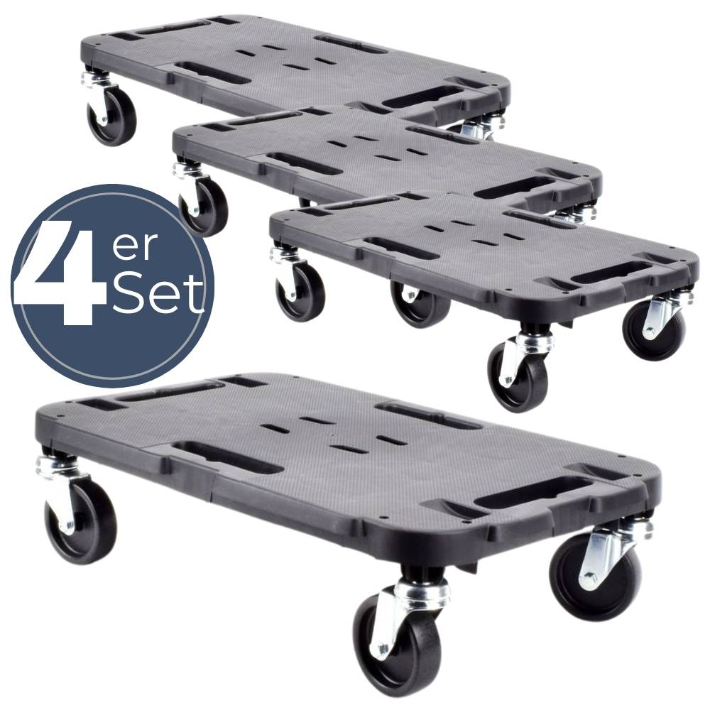 4x Transportroller Rollbrett Transportrollen Rollbrett Werkstatt Pflanzen Rollbretter Transport Möbelrollen flach Pflanzenroller eckig
