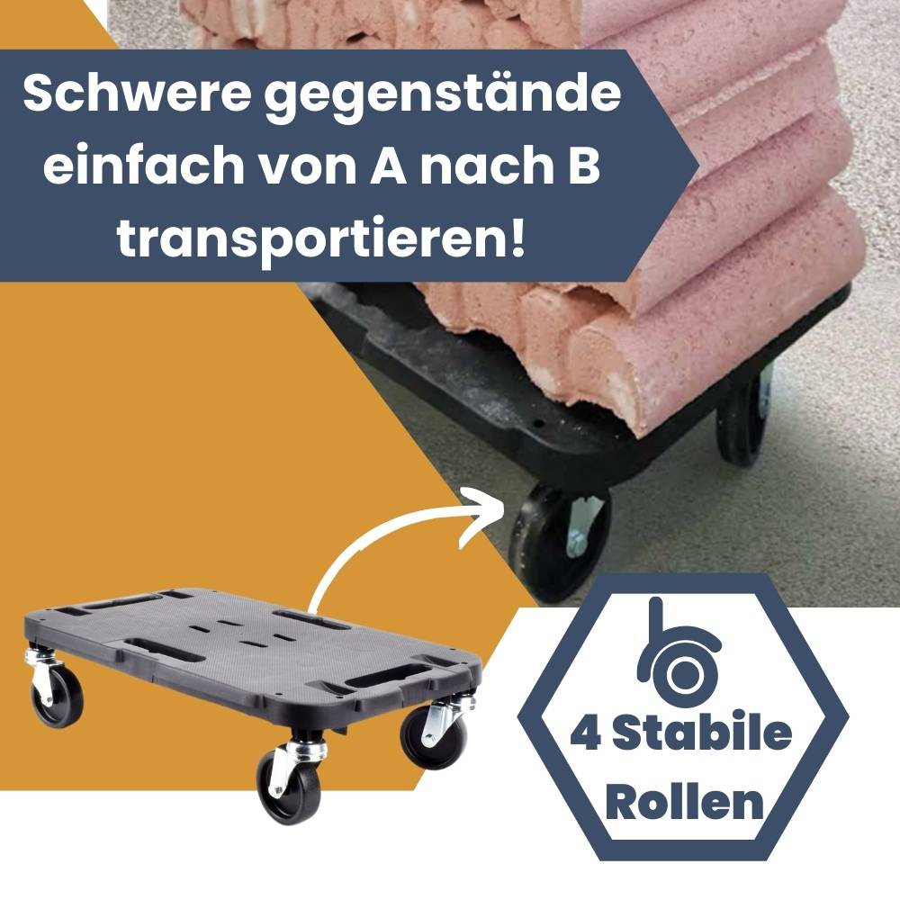 4x Transportroller Rollbrett Transportrollen Rollbrett Werkstatt Pflanzen Rollbretter Transport Möbelrollen flach Pflanzenroller eckig