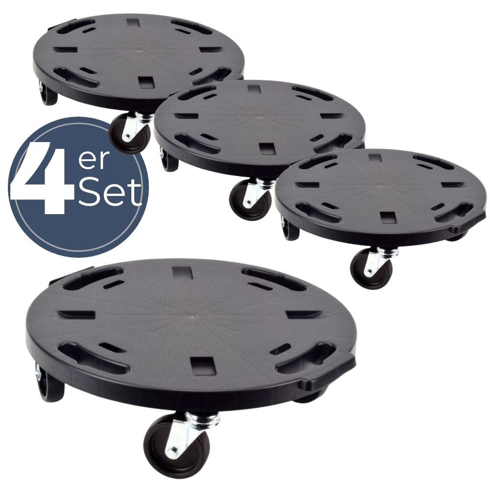 4x Transportroller Rollbrett Transportrollen Rollbrett Werkstatt Pflanzen Rollbretter Transport Möbelrollen flach Pflanzenroller rund Transporthilfe