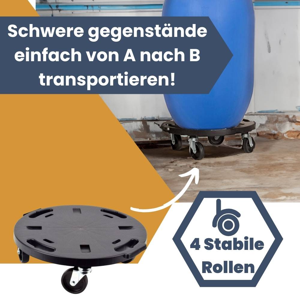 4x Transportroller Rollbrett Transportrollen Rollbrett Werkstatt Pflanzen Rollbretter Transport Möbelrollen flach Pflanzenroller rund Transporthilfe