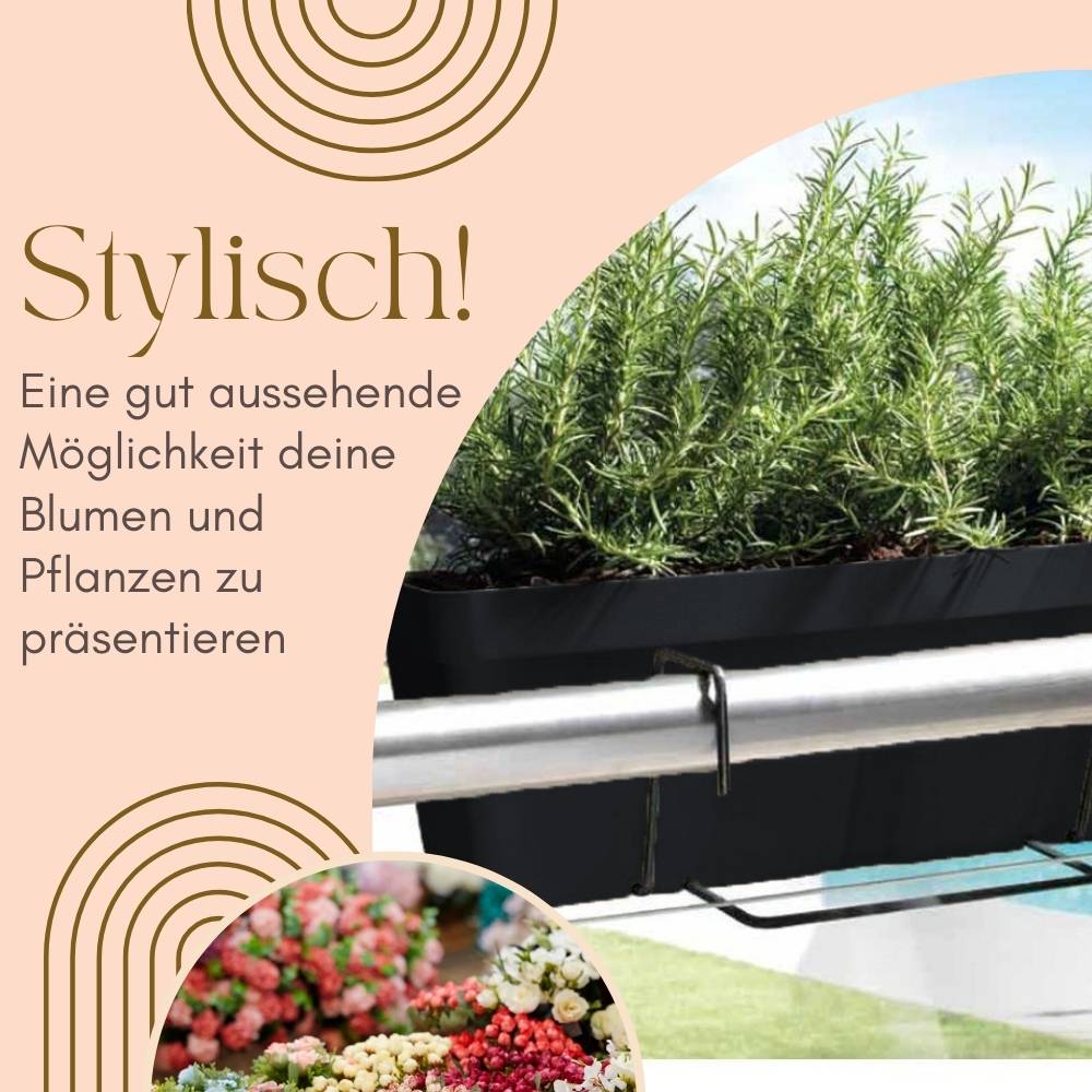 2x Blumenkasten Balkongeländer Balkon Blumenkasten Balkonkasten mit Halterung Balkonkasten Geländerkästen Balkonkasten mit Wasserspeicher 60 cm
