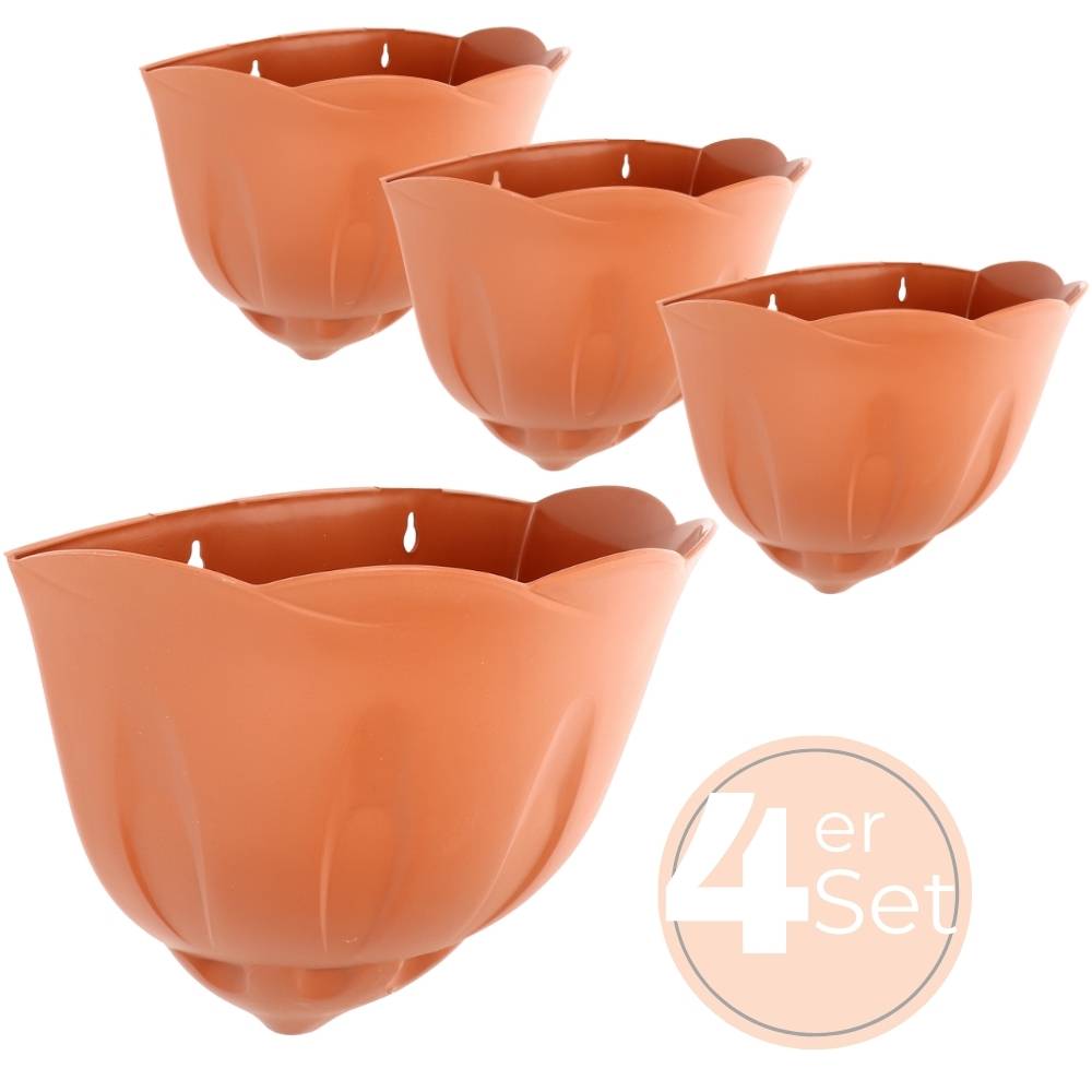 4x Blumentopf Wand Blumentopf Wandmontage Wandblumentopf Wandvasen für Pflanzen Pflanzen Wandhalterung Wandtopf Außenbereich Terrakotta