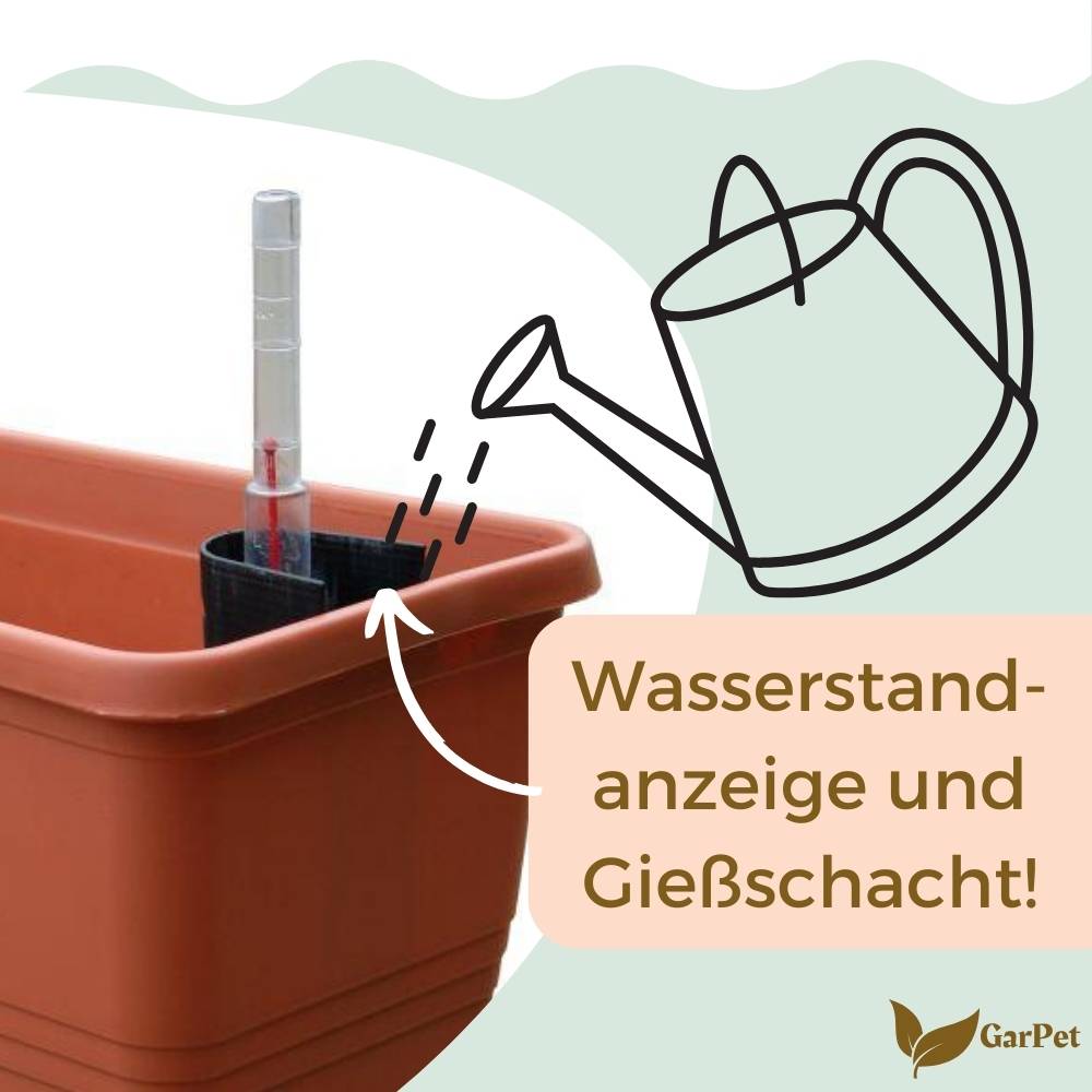 2x Blumenkasten mit Wasserspeicher Blumenkasten Fensterbank Pflanzkasten Outdoor Wasserstandsanzeiger Gießschacht Bewässerungsband 60 cm Terrakotta