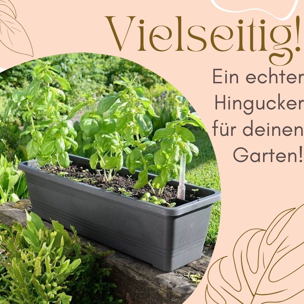 4x Blumenkasten mit Wasserspeicher Blumenkasten Fensterbank Pflanzkasten Outdoor Wasserstandsanzeiger Gießschacht Bewässerungsband 80 cm Anthrazit