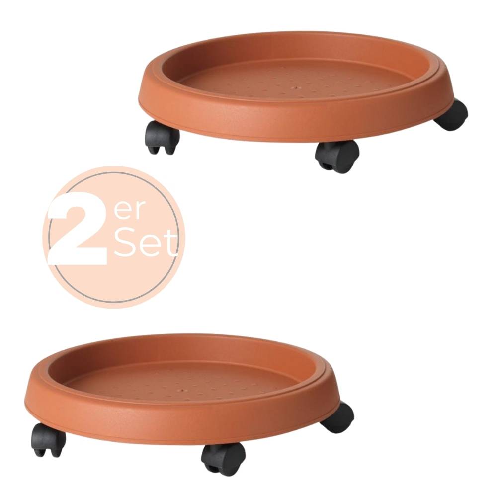 2x Pflanzenroller Outdoor Wetterfest Rollbrett Pflanzen Blumentopf Untersetzer mit Rollen Pflanzenroller rund Blumenroller 25 cm
