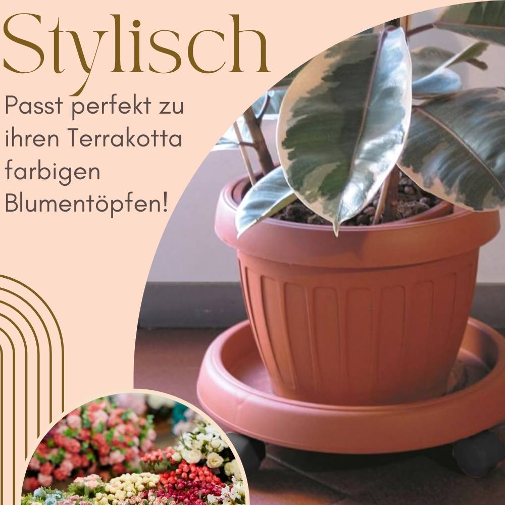 2x Pflanzenroller Outdoor Wetterfest Rollbrett Pflanzen Blumentopf Untersetzer mit Rollen Pflanzenroller Rund Blumenroller 30 cm