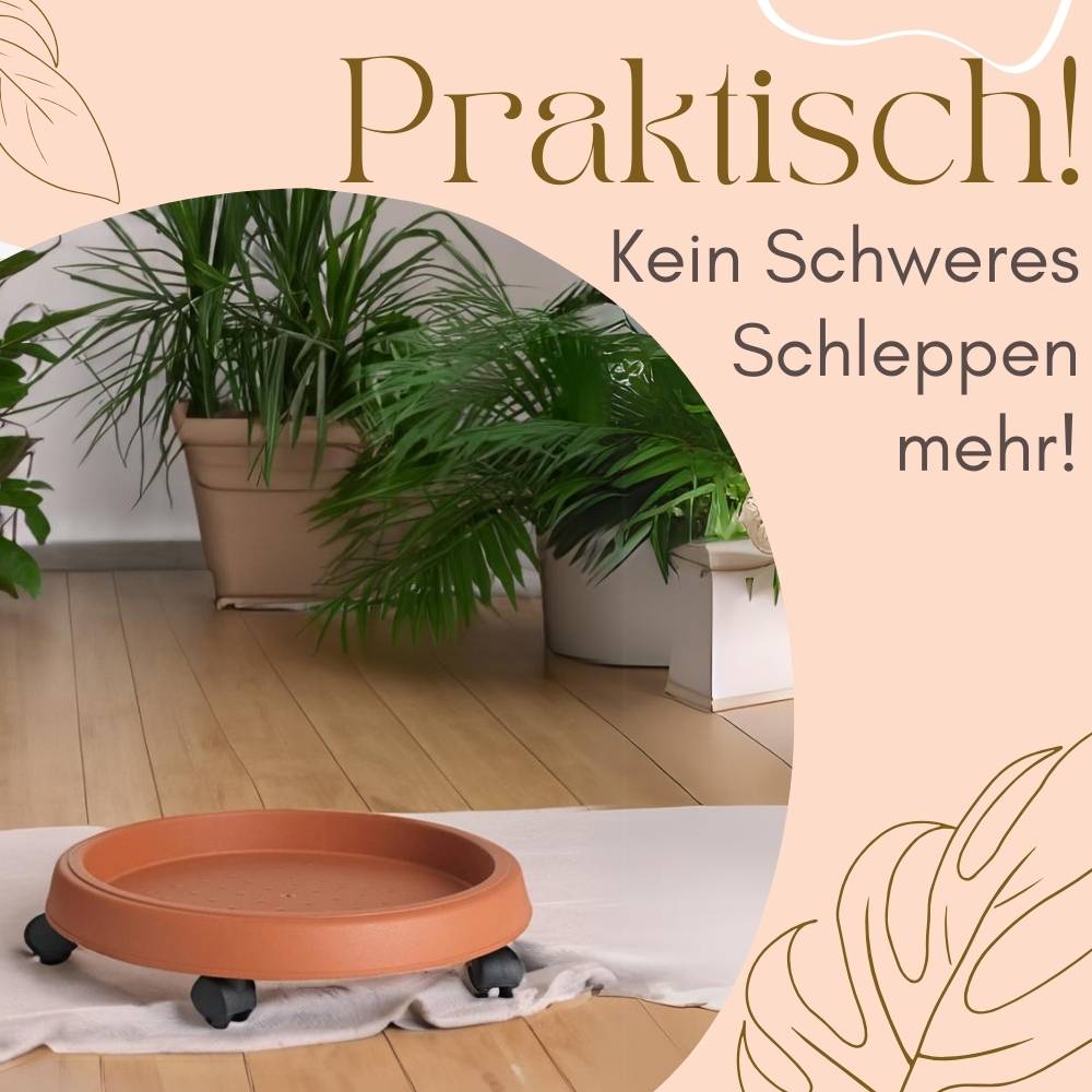 4x Pflanzenroller Outdoor Wetterfest Rollbrett Pflanzen Blumentopf Untersetzer mit Rollen Pflanzenroller Rund Blumenroller 25 cm