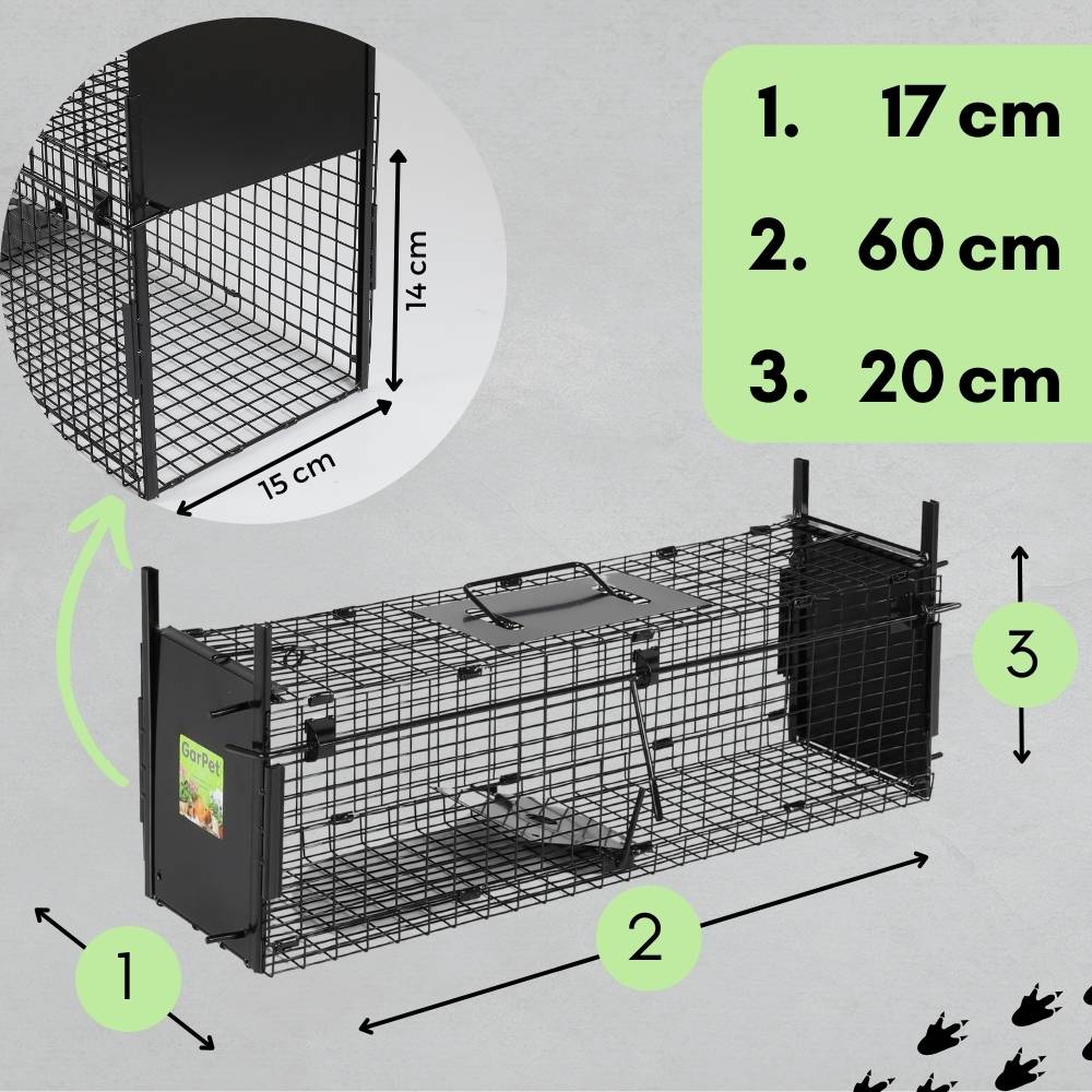 Rattenfalle Doppeltür Lebendfalle Marder Siebenschläfer Eichhörnchenfalle Drahtfalle Tierfalle Hasenfalle Wetterfest 60