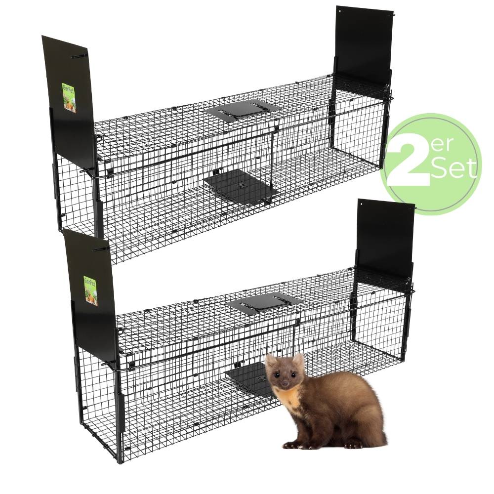 2x Waschbärfalle Doppeltür Lebendfalle Marder Fuchsfalle Eichhörnchenfalle Drahtfalle Tierfalle Hasenfalle Wetterfest 100