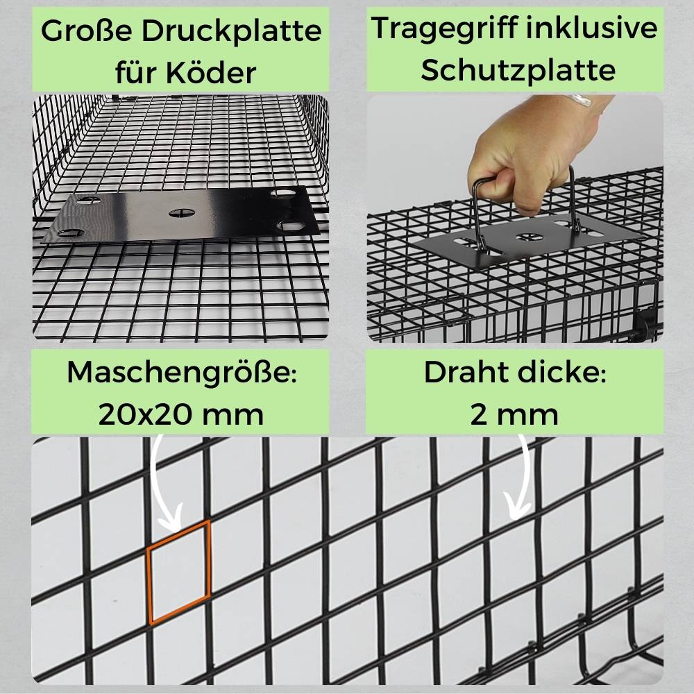 2x Waschbärfalle Doppeltür Lebendfalle Marder Fuchsfalle Eichhörnchenfalle Drahtfalle Tierfalle Hasenfalle Wetterfest 100
