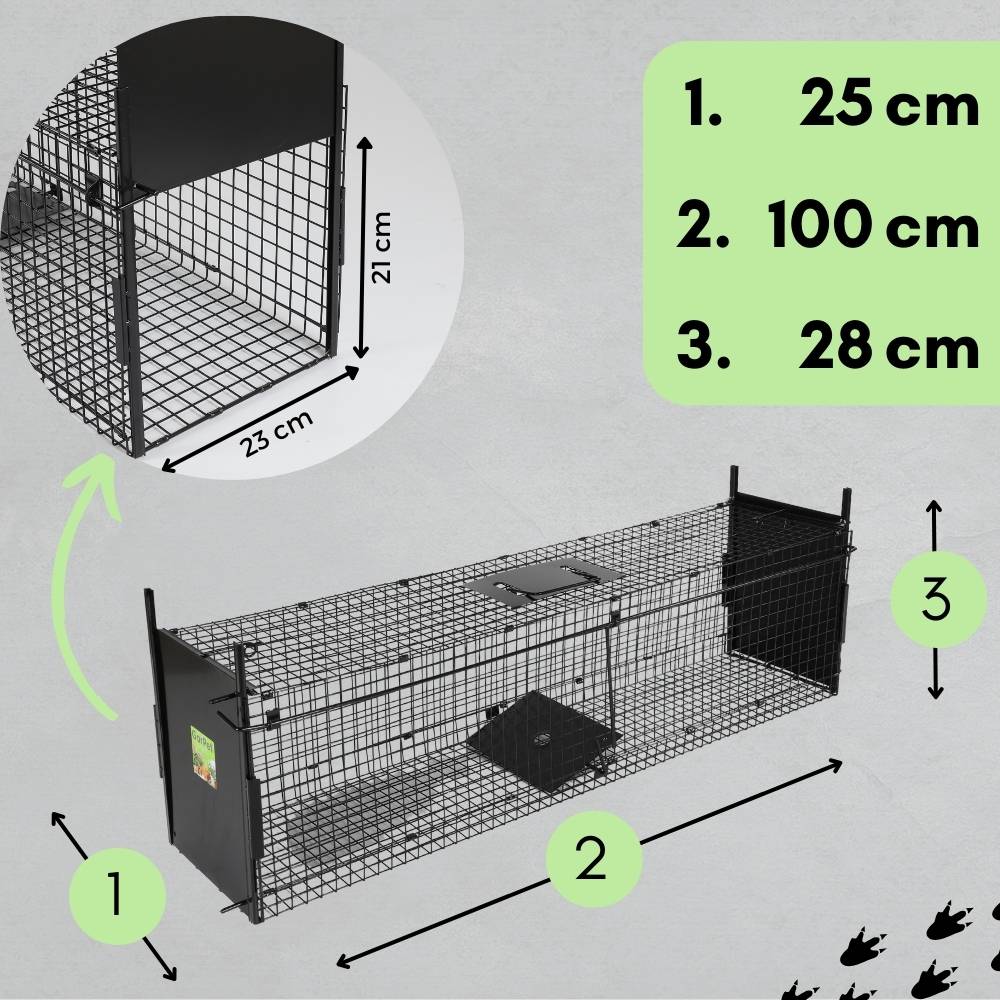2x Waschbärfalle Doppeltür Lebendfalle Marder Fuchsfalle Eichhörnchenfalle Drahtfalle Tierfalle Hasenfalle Wetterfest 100