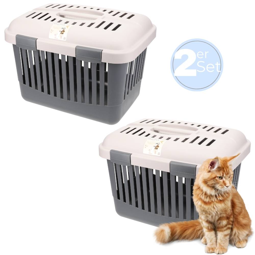 2x Katzentransportbox Oben Öffnen Open Top Stressfrei Dachöffnung Hundetransportbox Hunde Katzen Kleintier Transport Box Transportbox