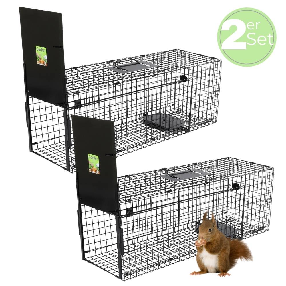 2x Fuchsfalle Einzeltür Lebendfalle Marder Waschbärfalle Eichhörnchenfalle Drahtfalle Tierfalle Hasenfalle Wetterfest 80