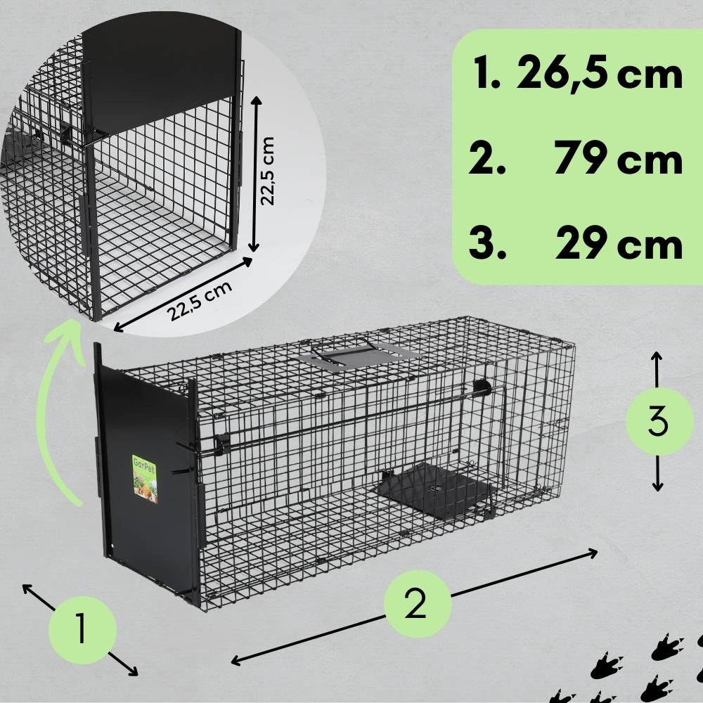 2x Fuchsfalle Einzeltür Lebendfalle Marder Waschbärfalle Eichhörnchenfalle Drahtfalle Tierfalle Hasenfalle Wetterfest 80