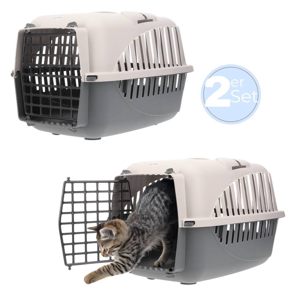 2x Hundebox Auto Rückbank Transportbox Katze Katzentransportbox Transportbox Kaninchen Katzenkorb Transport Hundetransportbox Grau