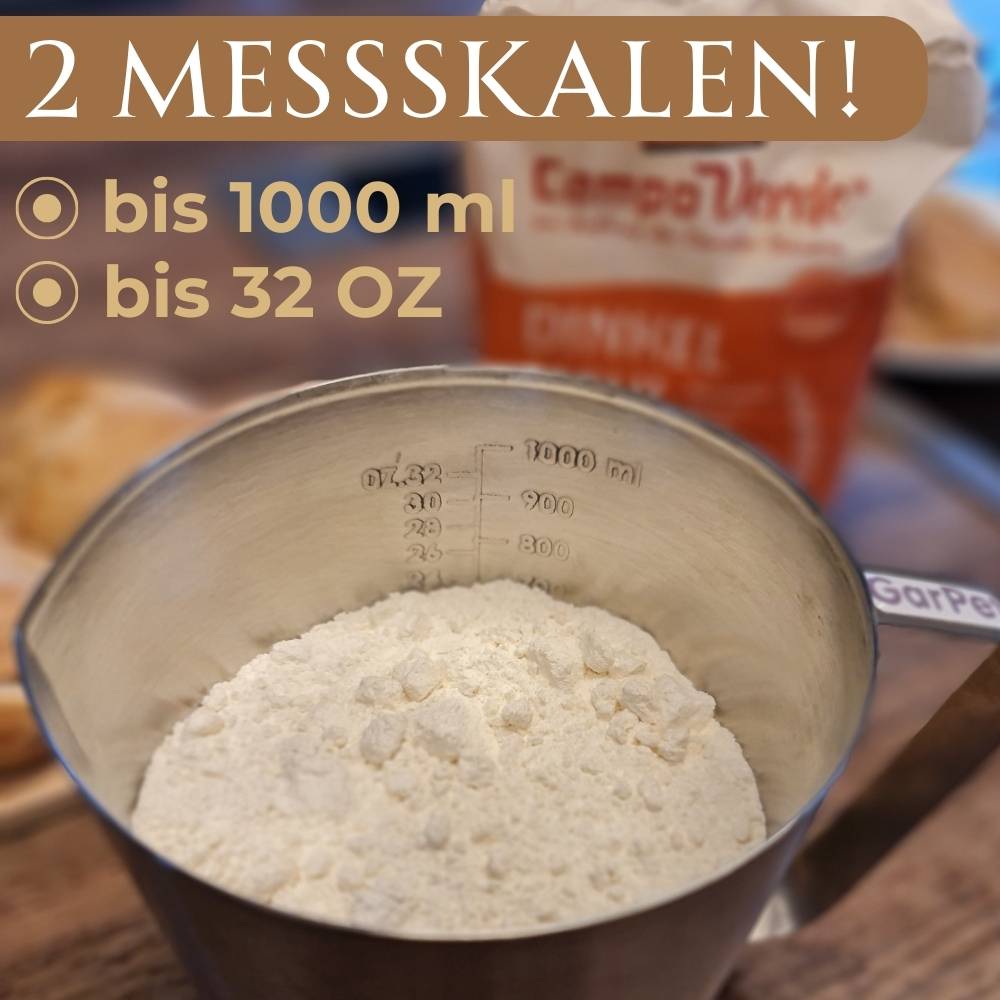 Messbecher Edelstahl Messbecher 1l Cocktail Meßbecher Litermaß spülmaschinenfest ML OZ 1000 ML Messkanne Milchkännchen Milchaufschäumer