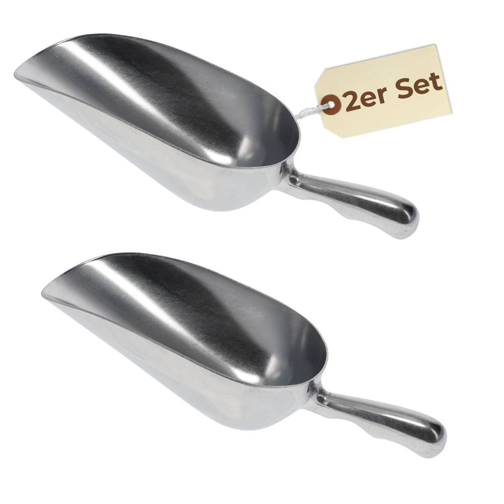 2x Futterschaufel Aluminium 750 ml Mehlschaufel Eisschaufel Abwiegeschaufel Sackschaufel Getreideschaufel Schaufel Metall