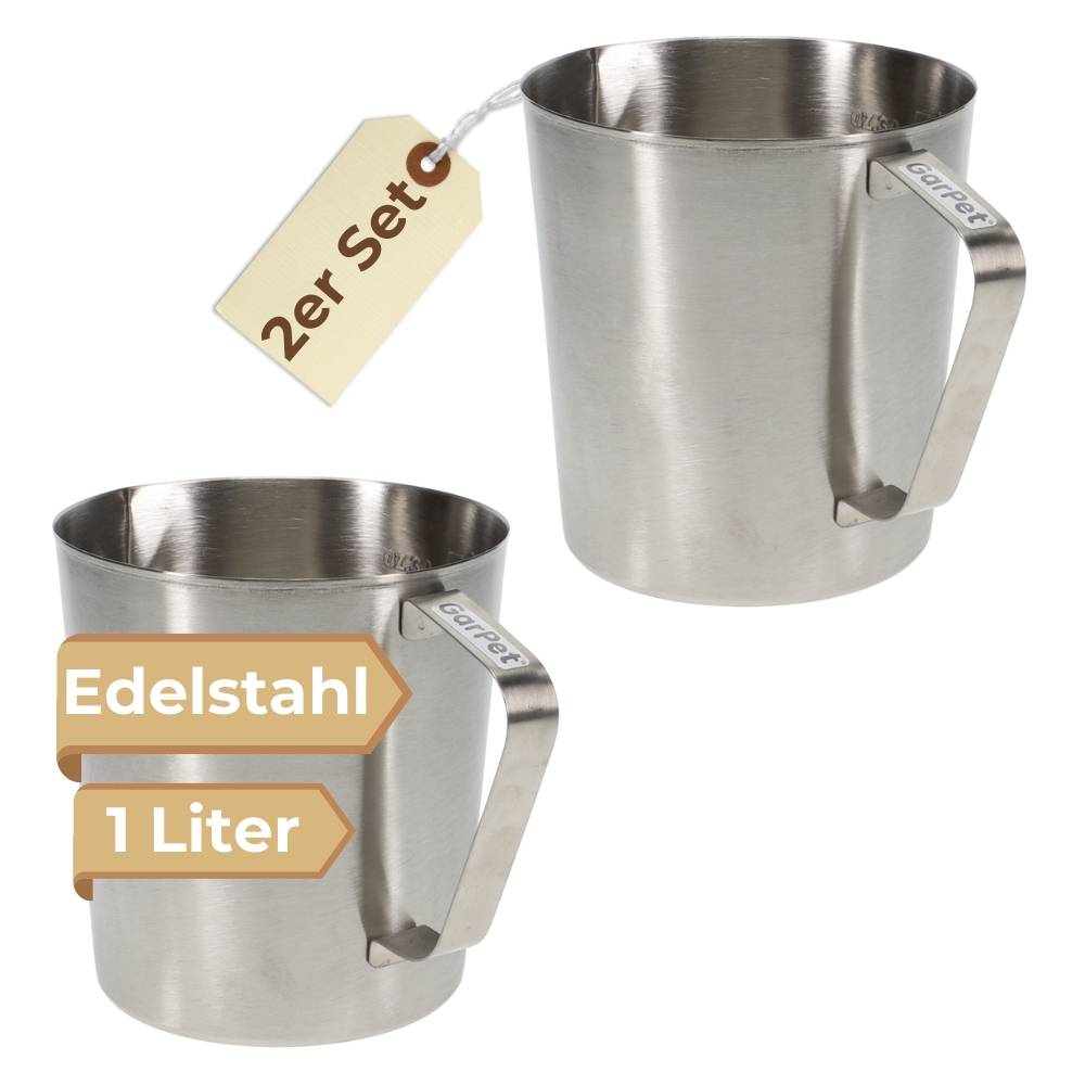 2x Messbecher Edelstahl Messbecher 1l Cocktail Meßbecher Litermaß spülmaschinenfest ML OZ 1000 ML Messkanne Milchkännchen Milchaufschäumer