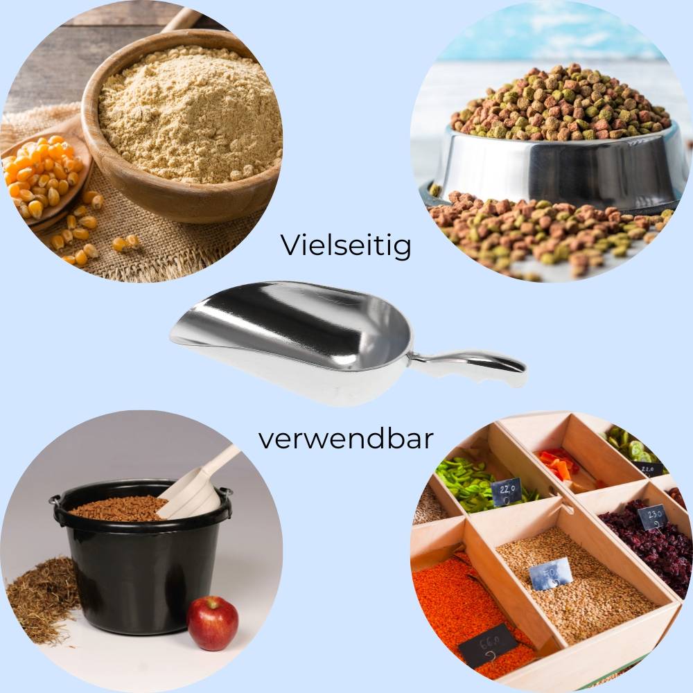 2x Futterschaufel Aluminium 1200 ml Mehlschaufel Eisschaufel Abwiegeschaufel Sackschaufel Getreideschaufel Schaufel Metall