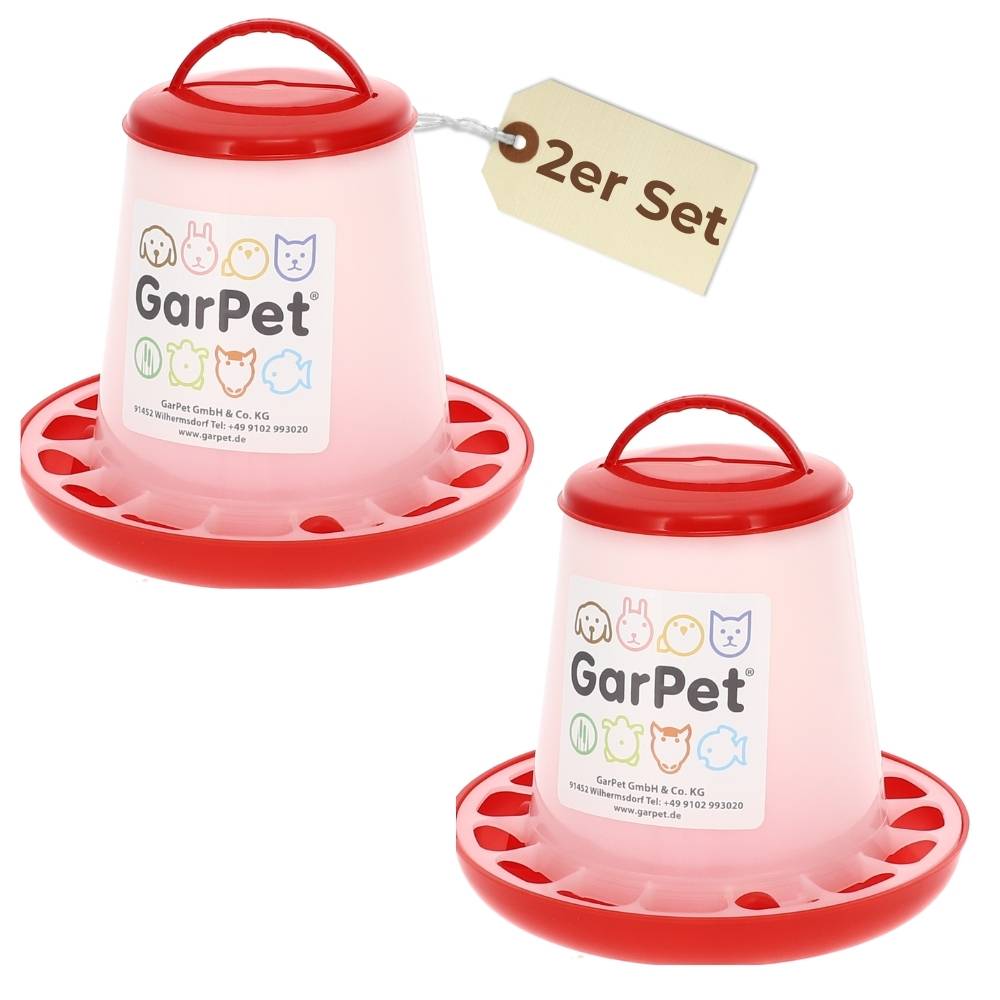 2x Futterautomat Hühner 1,5 Kg Futterspender Hühner Futtertrog Küken Hühnerfutter Automat Hühner Zubehör Geflügel Futternapf