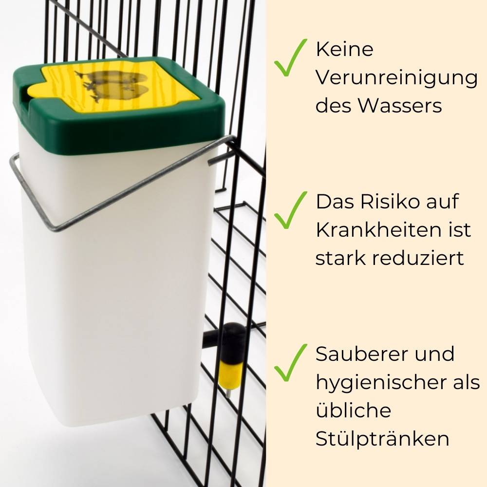 2x Nippeltränke 500 ml Wassertränke Hühnertränke Kükentränke Trinkflasche Kaninchen Hamster Wasserspender Hasentränke Geflügeltränke