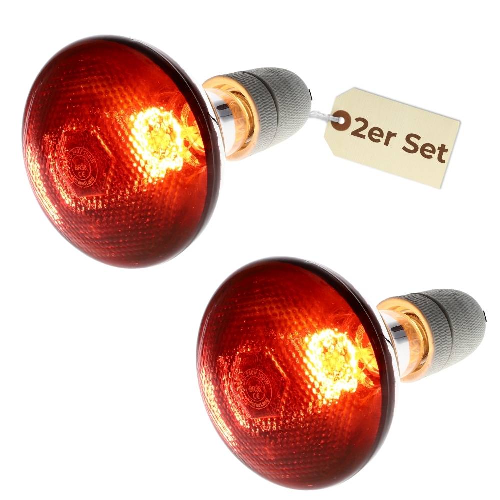 2x Rotlichtlampe Wärmelampe Infrarotlampe 100 W Baby Gesicht Infrarot Wärmelampe Hühner Terrarium rotes Licht