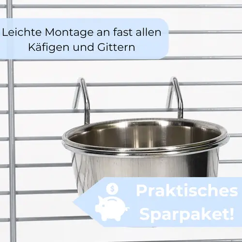 3x Edelstahlnapf zum Einhängen 0,15 L mit Hakenhalterung Vogelnapf Hundenapf Hasen Kaninchen Katzen Napf Futter Wasser Napf 3x Edelstahlnapf zum Einhängen 0,15 L mit Hakenhalterung Vogelnapf Hundenapf Hasen Kaninchen Katzen Napf Futter Wasser Napf