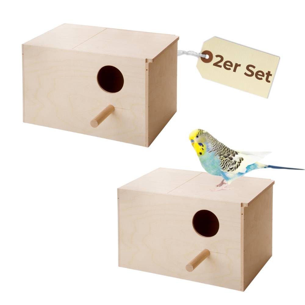 2x Nistkasten Zuchtkasten Vogelhäuschen Vogelnest Vogel Brutkasten mit Nistmulde Wellensittich Papagei Exoten 30x19x18 cm