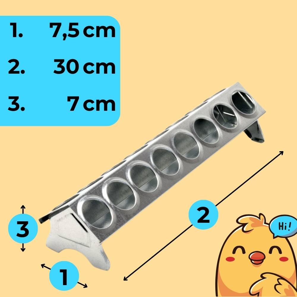 2x Futterspender Hühner 30 cm Futterrinne Futtertrog Metall Küken Aufzucht Geflügel Tauben Wachtel Lochgitter