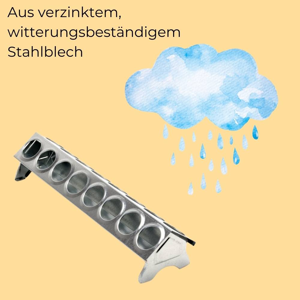 2x Futterspender Hühner 30 cm Futterrinne Futtertrog Metall Küken Aufzucht Geflügel Tauben Wachtel Lochgitter