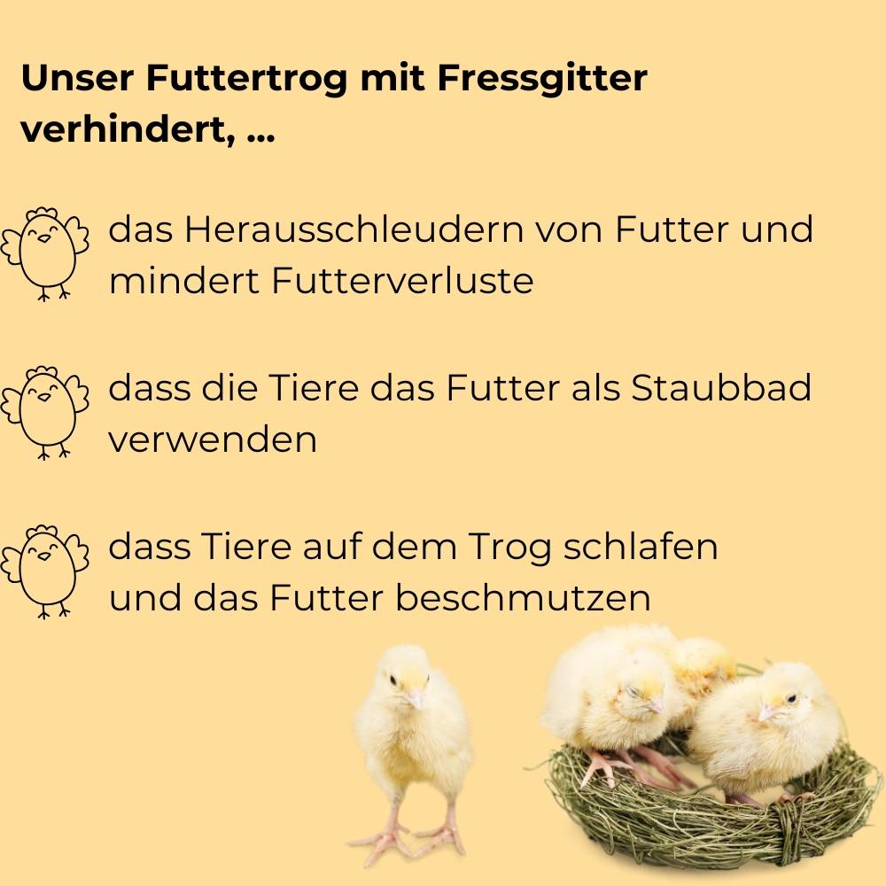 2x Futterspender Hühner 50 cm Futterrinne Futtertrog Metall Küken Aufzucht Geflügel Tauben Wachtel Fressgitter